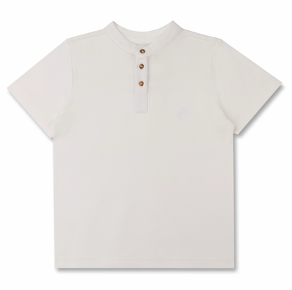 Polo Infantil  Piquet Cavalo Bordado Off White - Dame