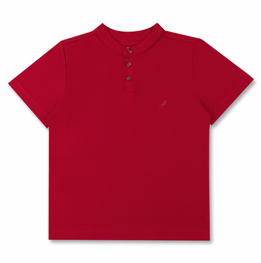 Polo Infantil Piquet Cavalo Bordado Vermelho - Dame