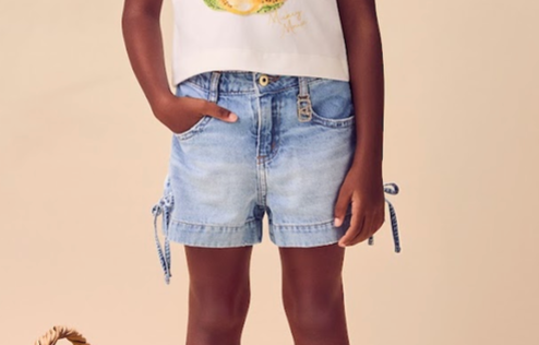 Shorts Infantil Jeans Laço - Animê