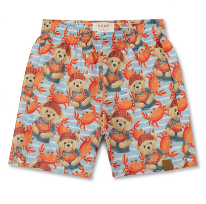 Short Infantil Impermeável com Estampa Teddy e Caranguejo - Dame
