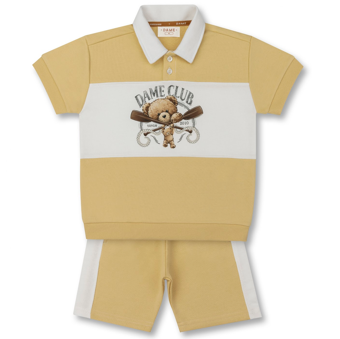 Conjunto Infantil Algodão Amarelo Listrado Blusa Dame Club Short - Dame