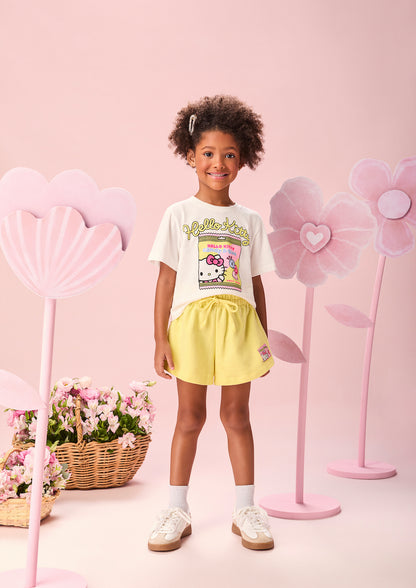 Conjunto Infantil Blusa Hello Kitty e Shorts Cós Elástico - Momi