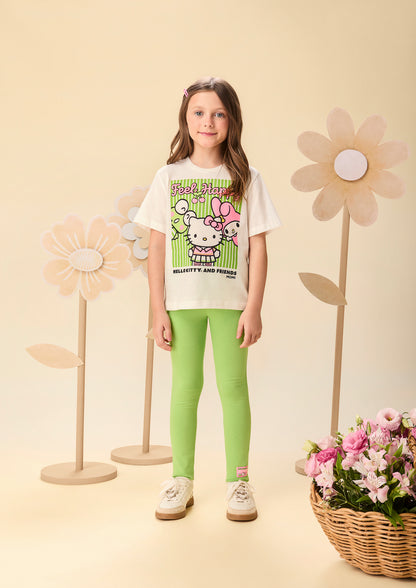 Conjunto Infantil Blusa Hello Kitty e Calça Legging Verde - Momi