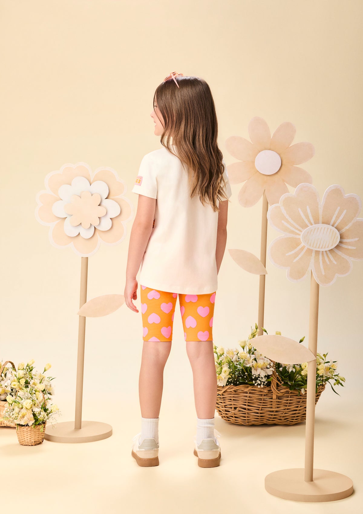 Conjunto Infantil Blusa Bolsa Transversal e Shorts Legging Corações - Momi