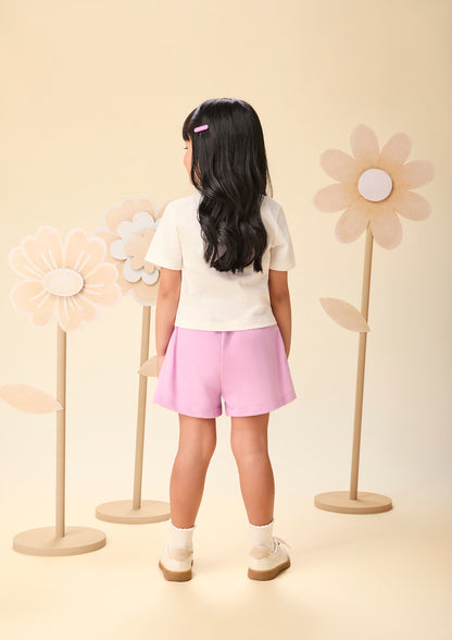 Conjunto Infantil Blusa Estampa Bolsa Transversal e Shorts Cós Elástico Franzido- Momi