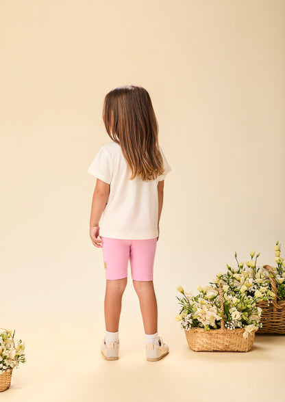 Conjunto Infantil Blusa Hello Kitty e My Melody e Shorts Legging Ciclista Rosa - Momi