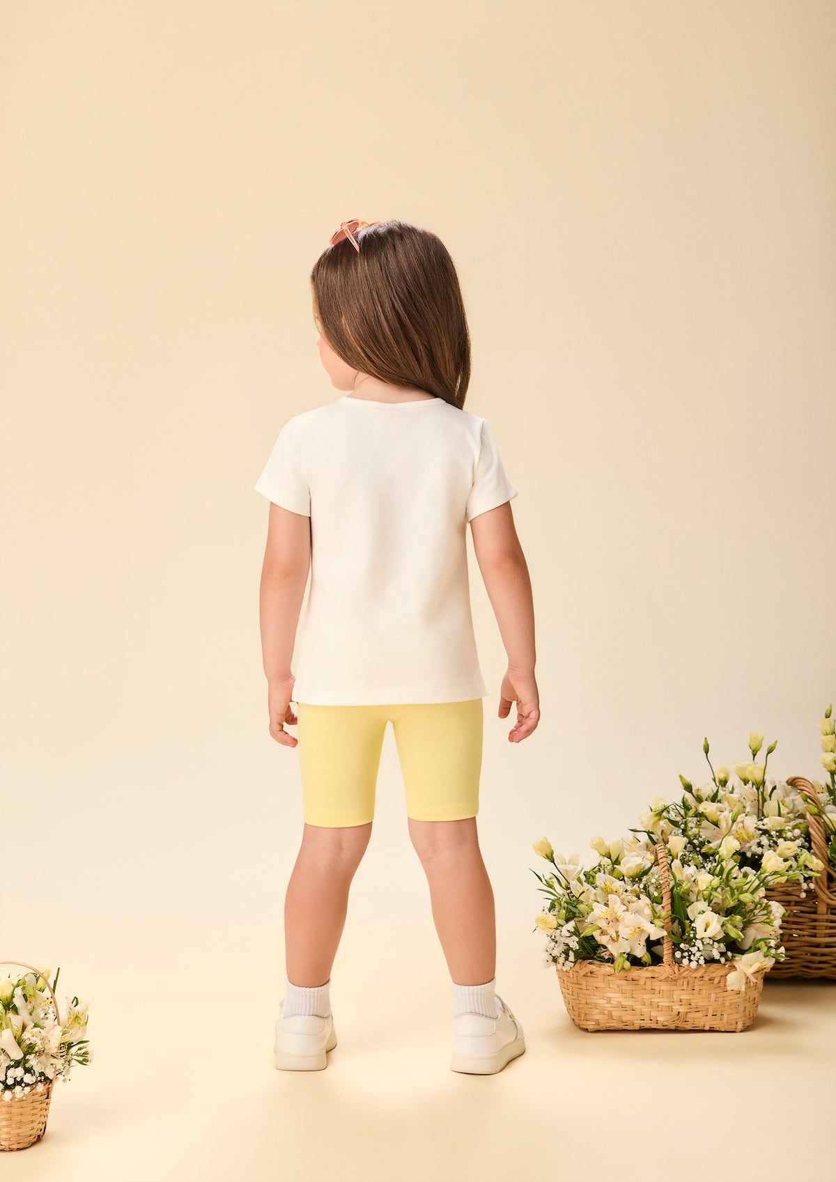 Conjunto Infantil Blusa Summer e Shorts Legging Amarelo - Momi
