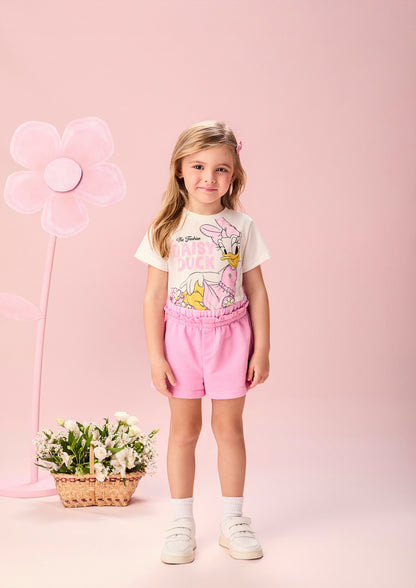 Conjunto Infantil Blusa Daisy Duck e Short Cós de Elástico - Momi
