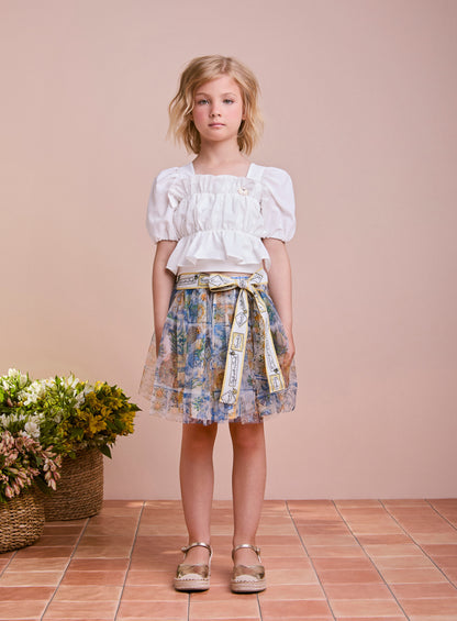 Conjunto Infantil Blusa Babados e Saia Tule Abelhinhas - Animê