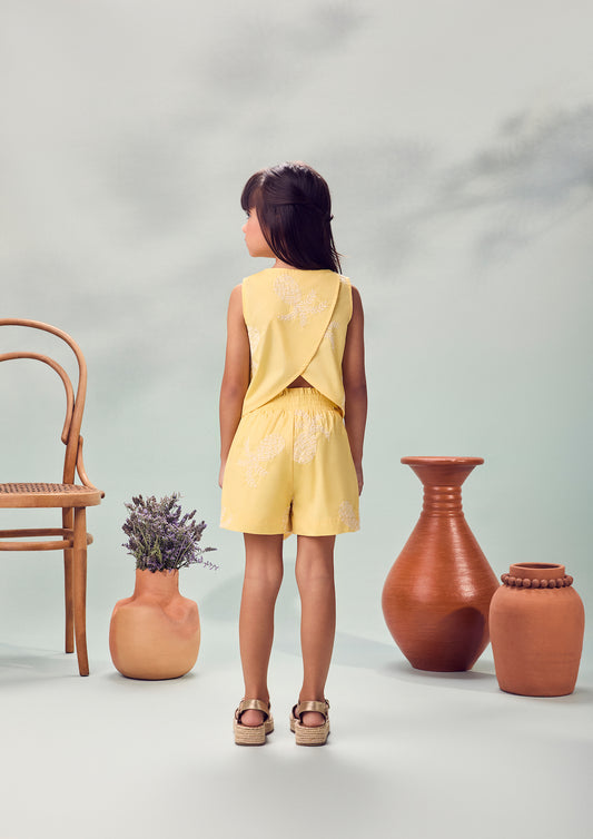 Conjunto Infantil Blusa e Shorts Laço Maxxi Amarelo - Animê