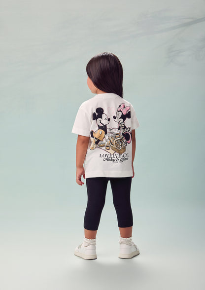 Conjunto Infantil T-Shirt Mickey e Minnie Lovely e Calça Legging Capri - Animê