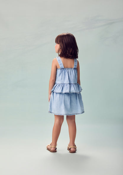 Conjunto Infantil Jeans Blusa Bordado Floral e Shorts Saia - Animê