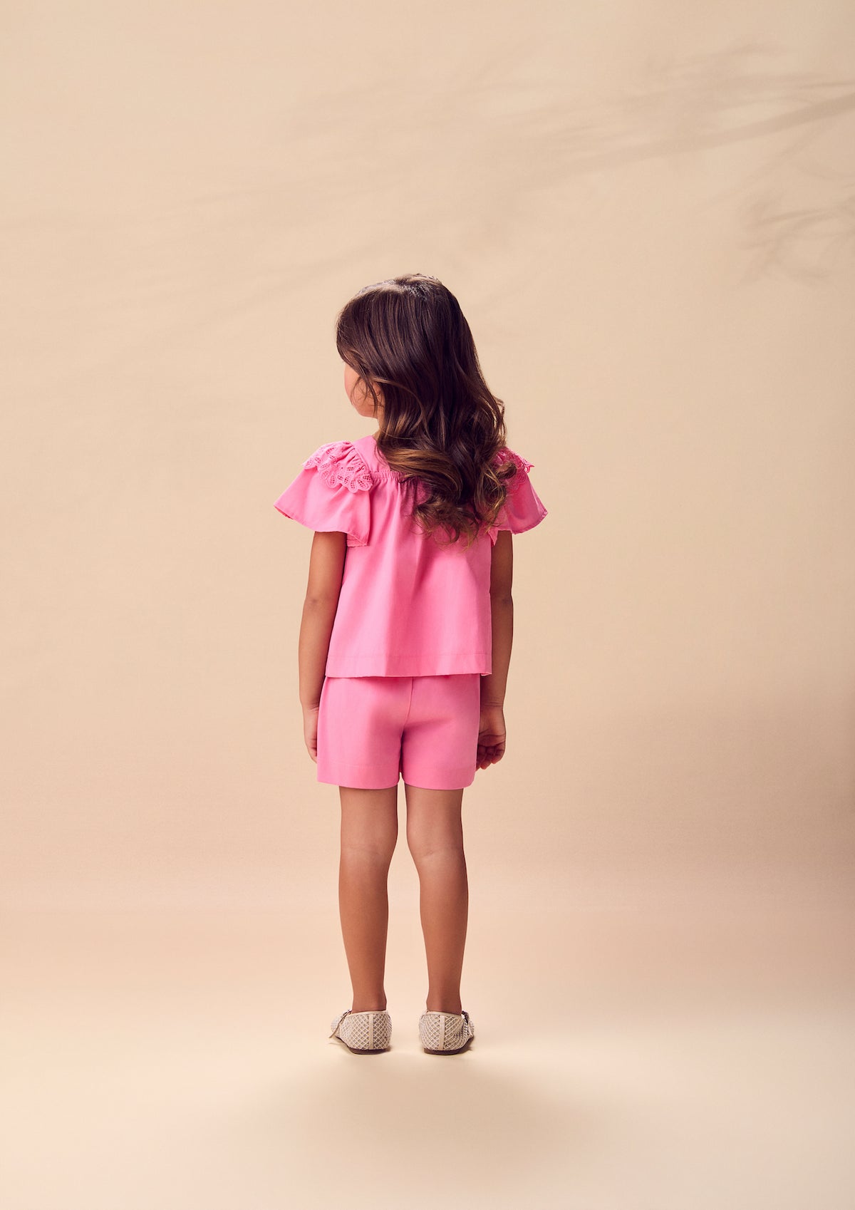 Conjunto Infantil Blusa Mangas Amplas Estampa Tomates e Shorts Saia Rosa - Animê