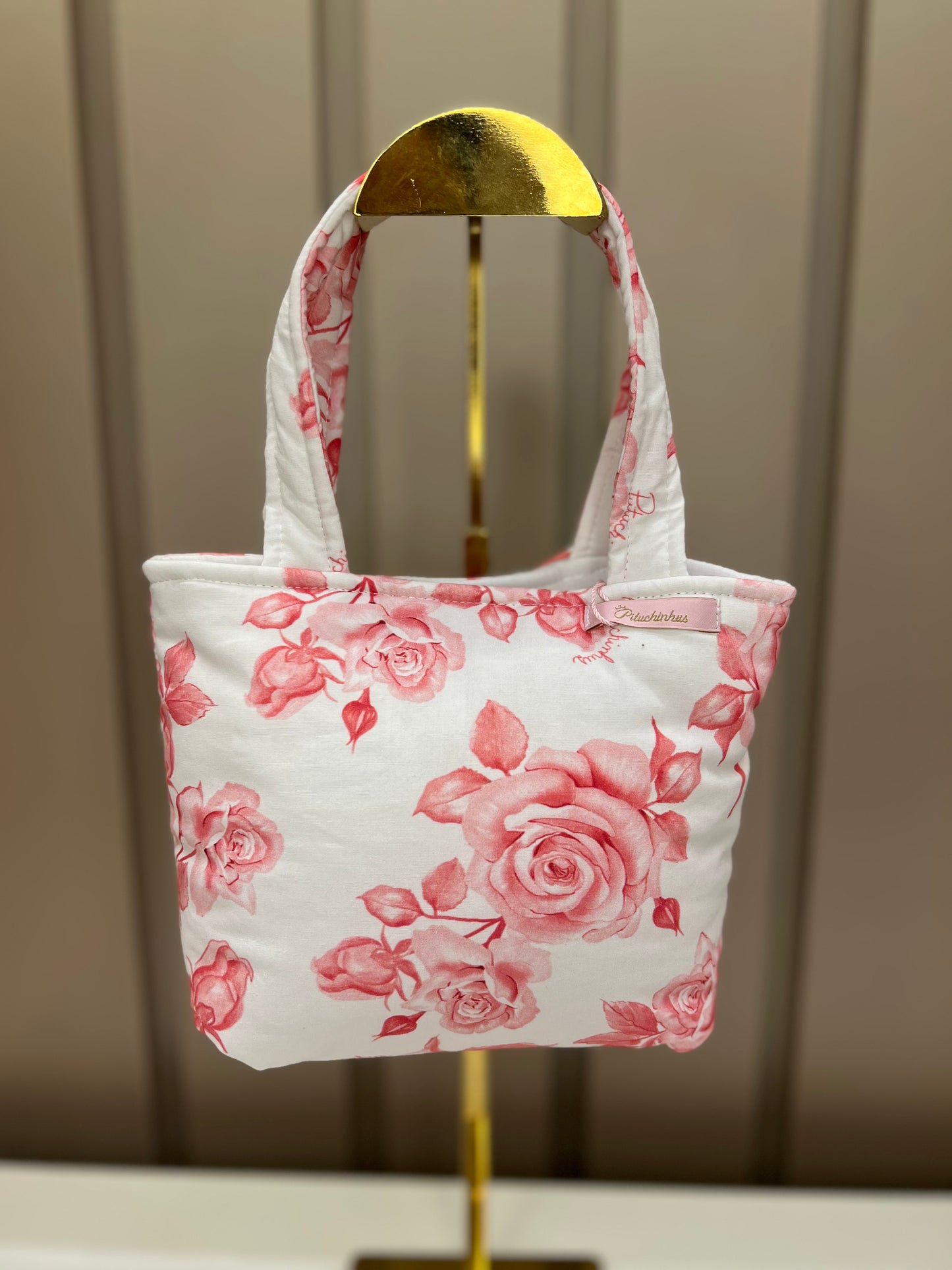 Bolsa Infantil Algodão Laços Florais Rosa - Pituchinhus