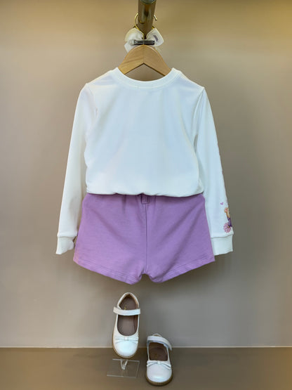 Conjunto Infantil Blusa Body ML Bear Club e Shorts-saia Lilás - Infanti