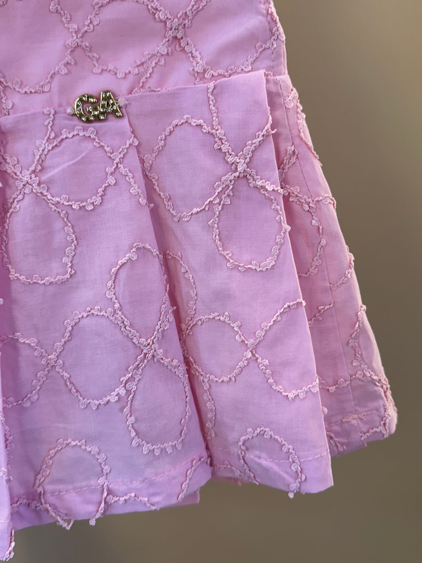 Conjunto Infantil Colete Algodão Bordado Flores 3D e Saia Pregas - Gabriela Aquarela