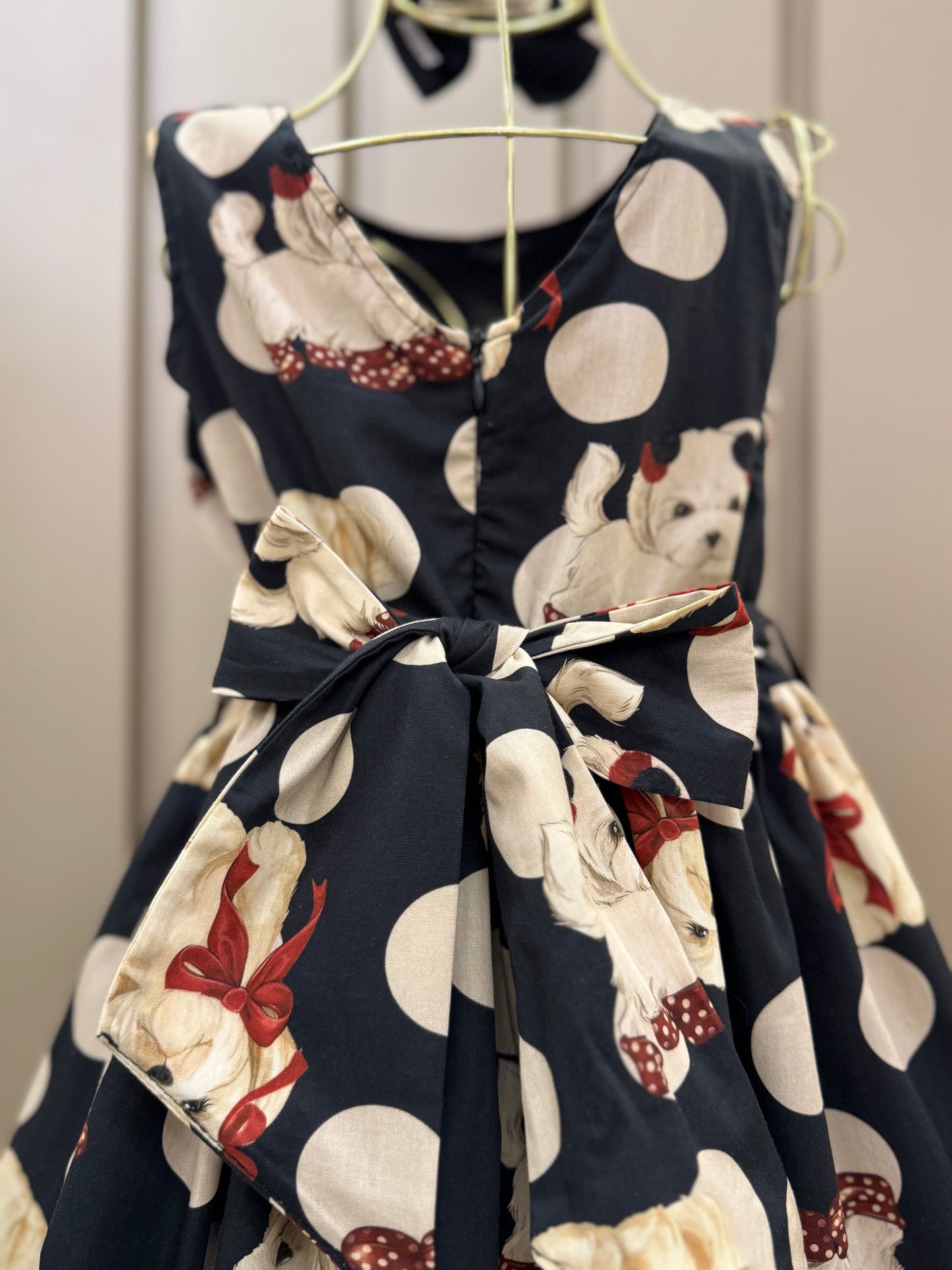 Vestido Algodão Cachorrinhos & Lacinhos Preto - Pituchinhus