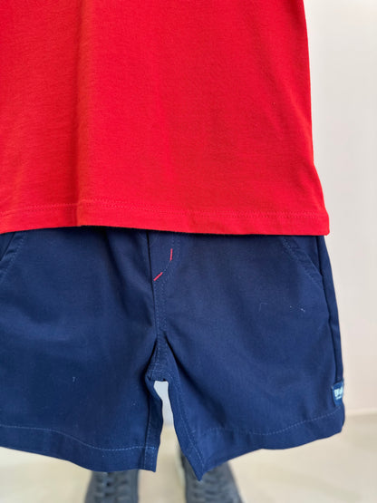 Conjunto Infantil Camiseta Algodão Navy e Bermuda Sarja Marinho - Beabá