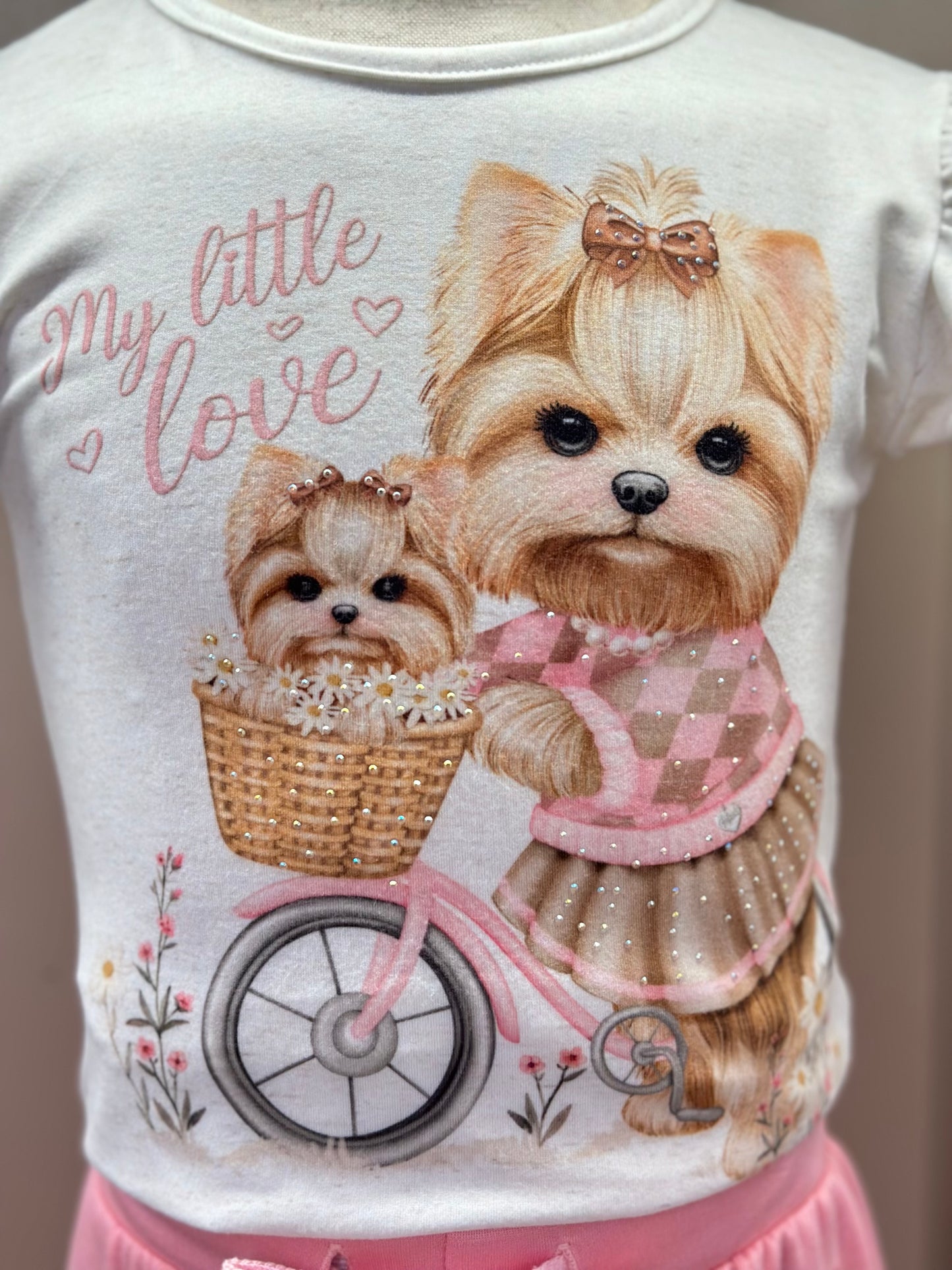 Blusa Infantil Malha Comfy Cachorrinha Cute Bege Claro - Infanti