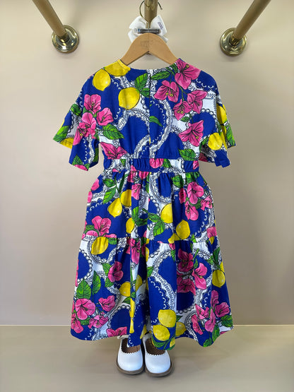 Vestido Infantil Estampa Primavera Floral e Limões - Animê