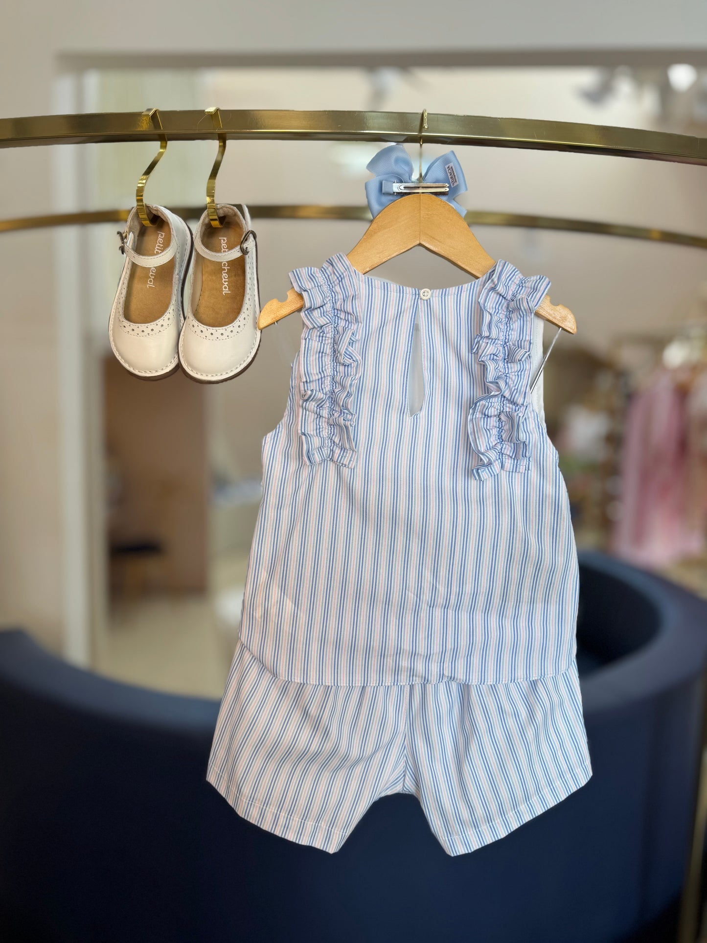 Conjunto Infantil Clássico de Algodão Bordado Azul - Charpey