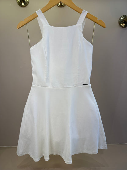 Vestido Teen de Linho Acinturada - Vanilla Cream