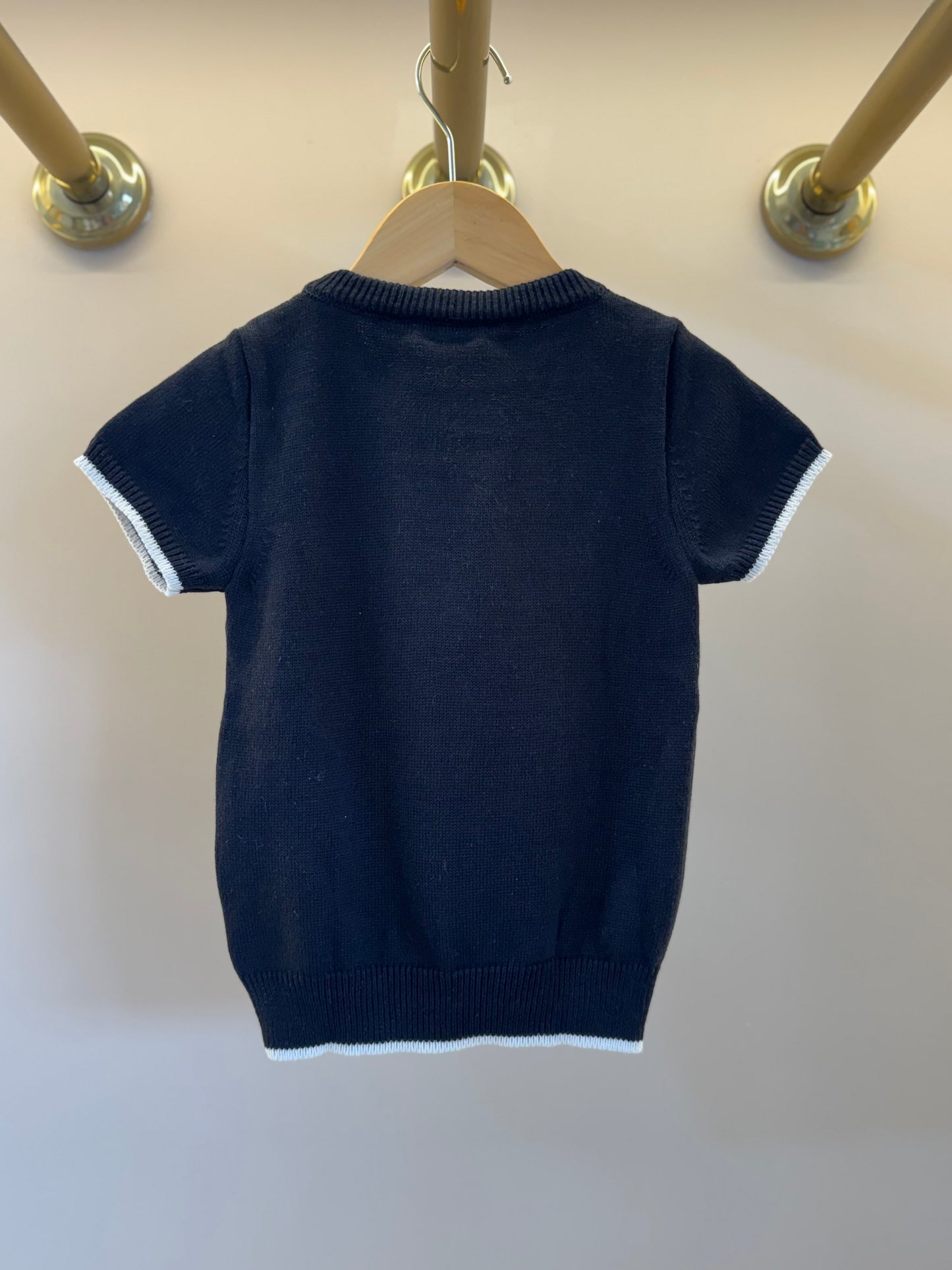 Blusa Infantil Tricot Maxi Laço Bordado Pérolas e Cristais Preta - Pituchinhus