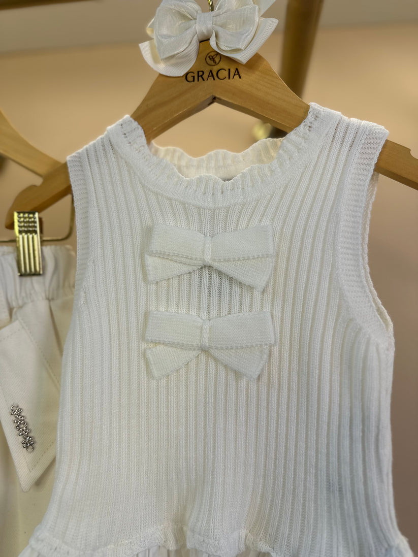 Blusa Infantil Tricot Lacinhos e Babados - Momi