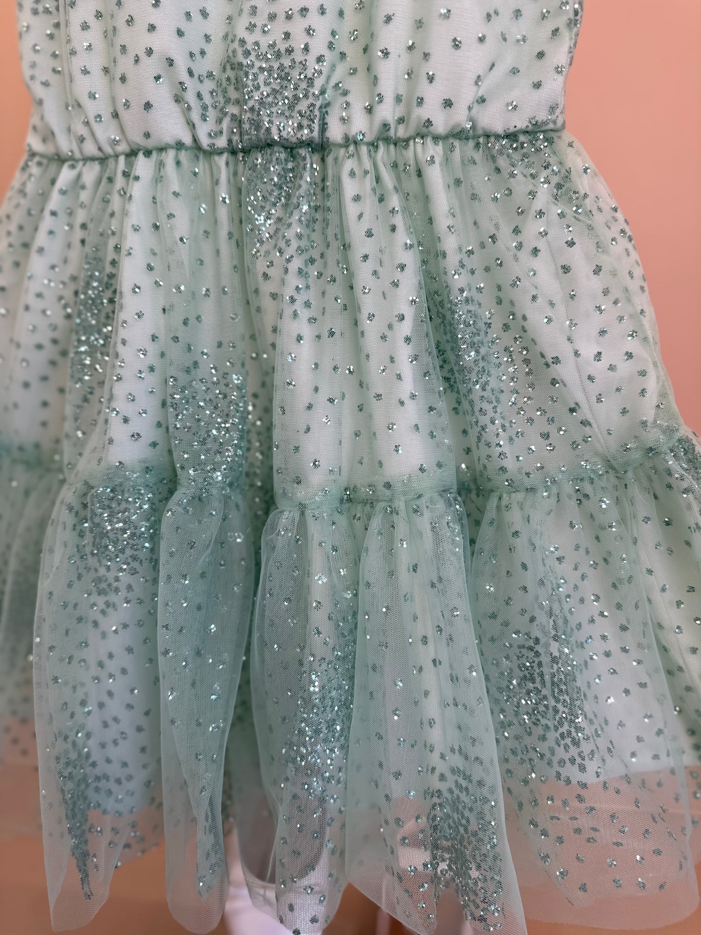 Vestido Infantil Rodado Tule Florzinhas e Glitter - Um Mais Um