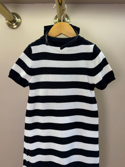 Vestido Infantil Tricot Listrado Cachorrinho Cristais - Pituchinhus