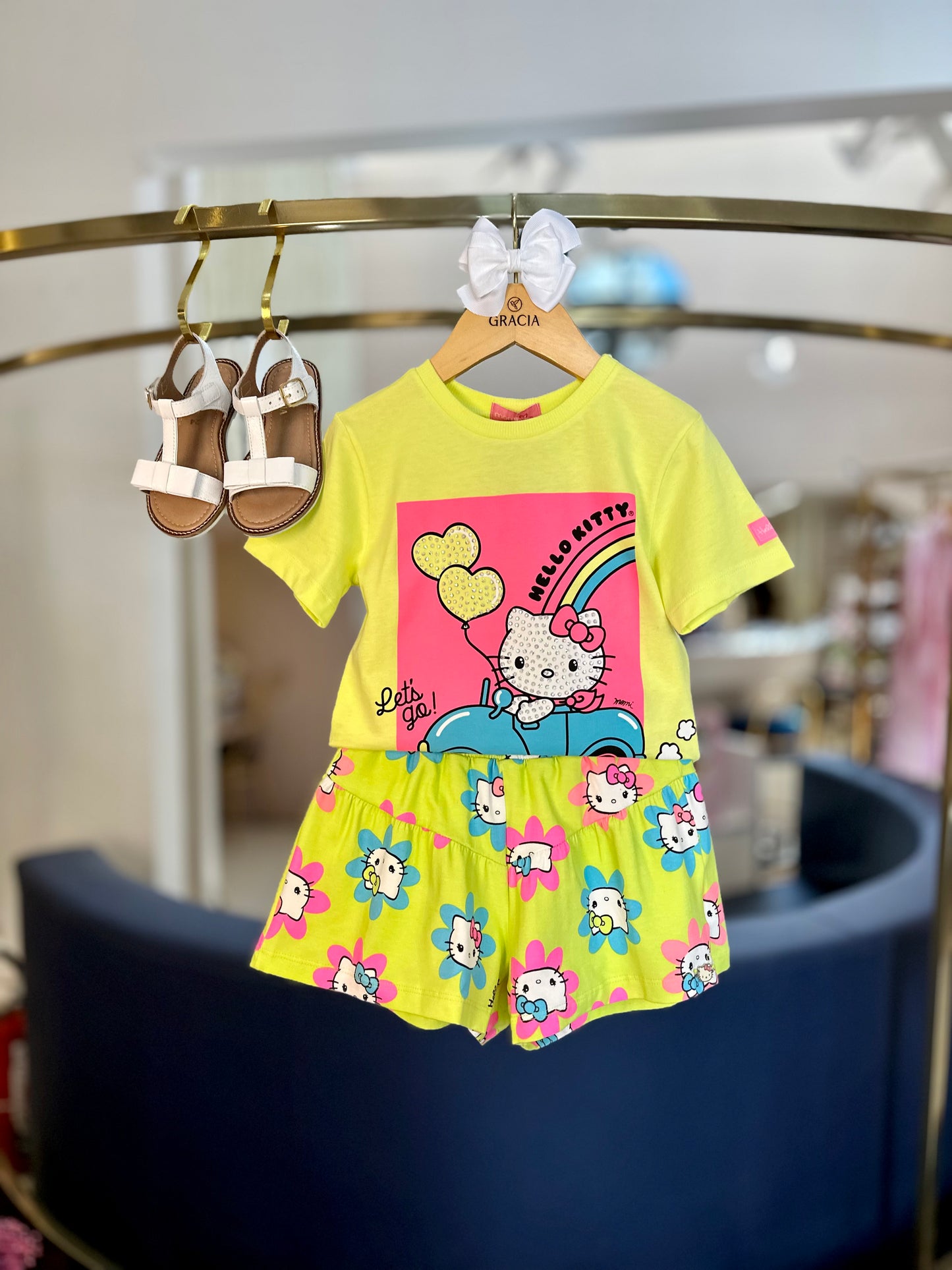 Blusa Infantil Hello Kitty Carro Verde Melão - Momi