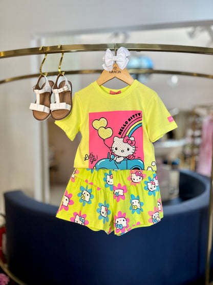 Blusa Infantil Hello Kitty Carro Verde Melão - Momi