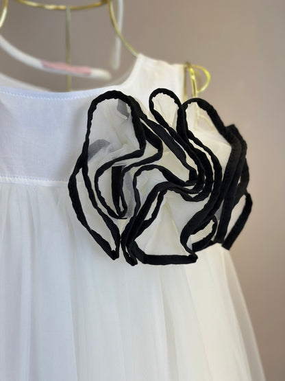 Vestido Infantil Tule Max Flor Bicolor - Pituchinhus