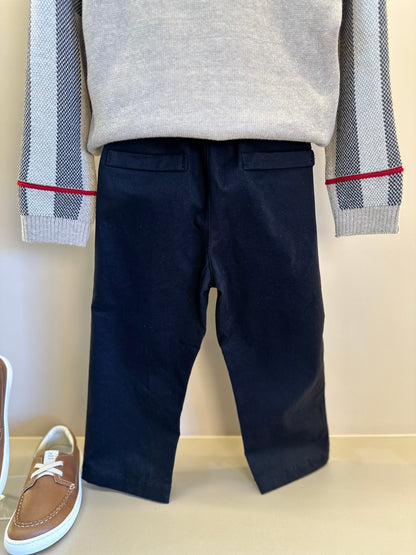 Conjunto Bebê  Blusa Tricot Clássico Jacquard E  Calça Social Sarja Peletizada Preta - Um Mais Um