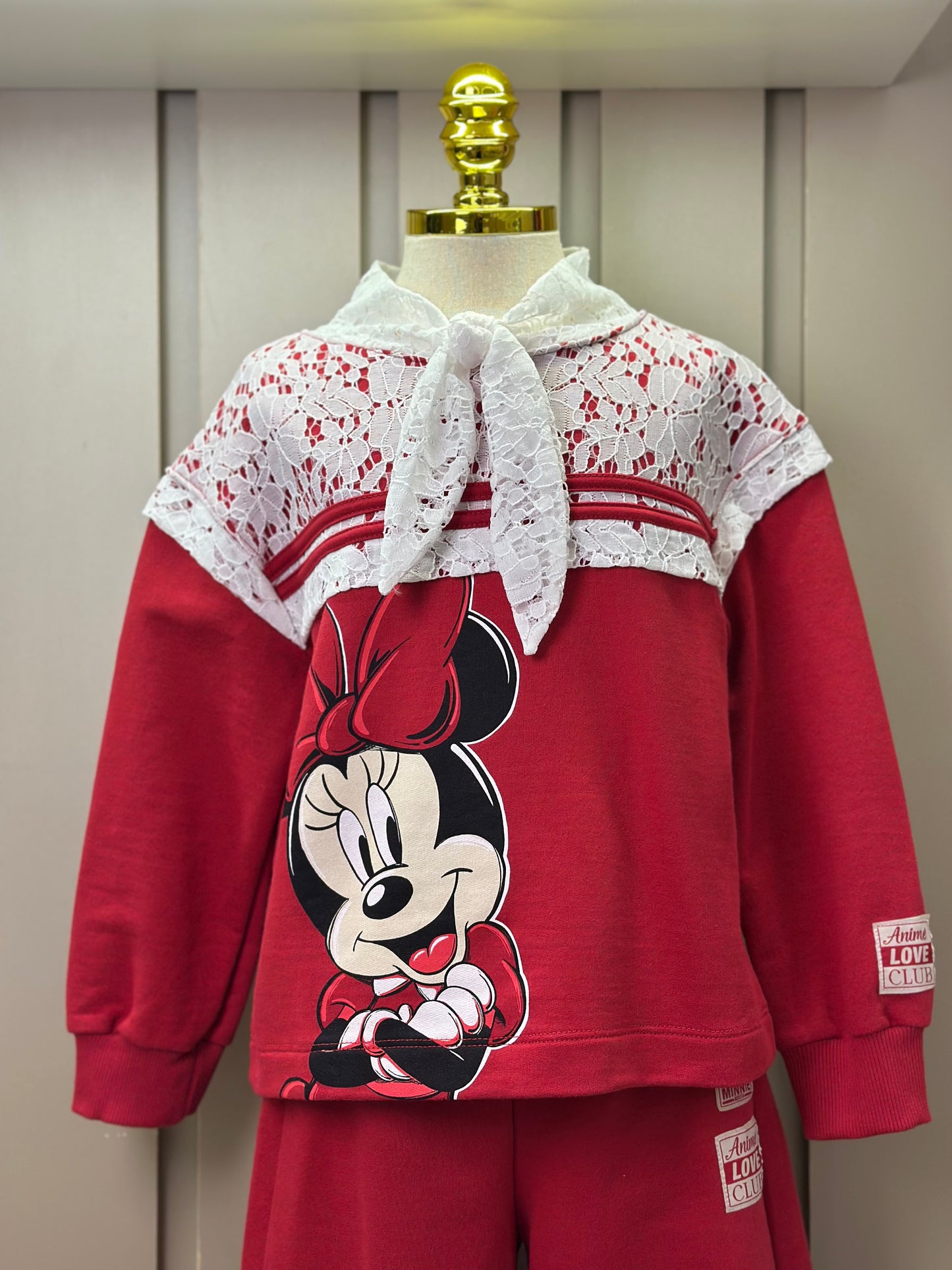 Conjunto Infantil Casaco e Calça Minnie Vermelho Berry - Animê