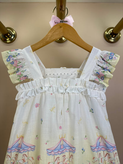 Vestido Infantil Estampa Delicada Flores Alças Babadinho- Petit Cherie