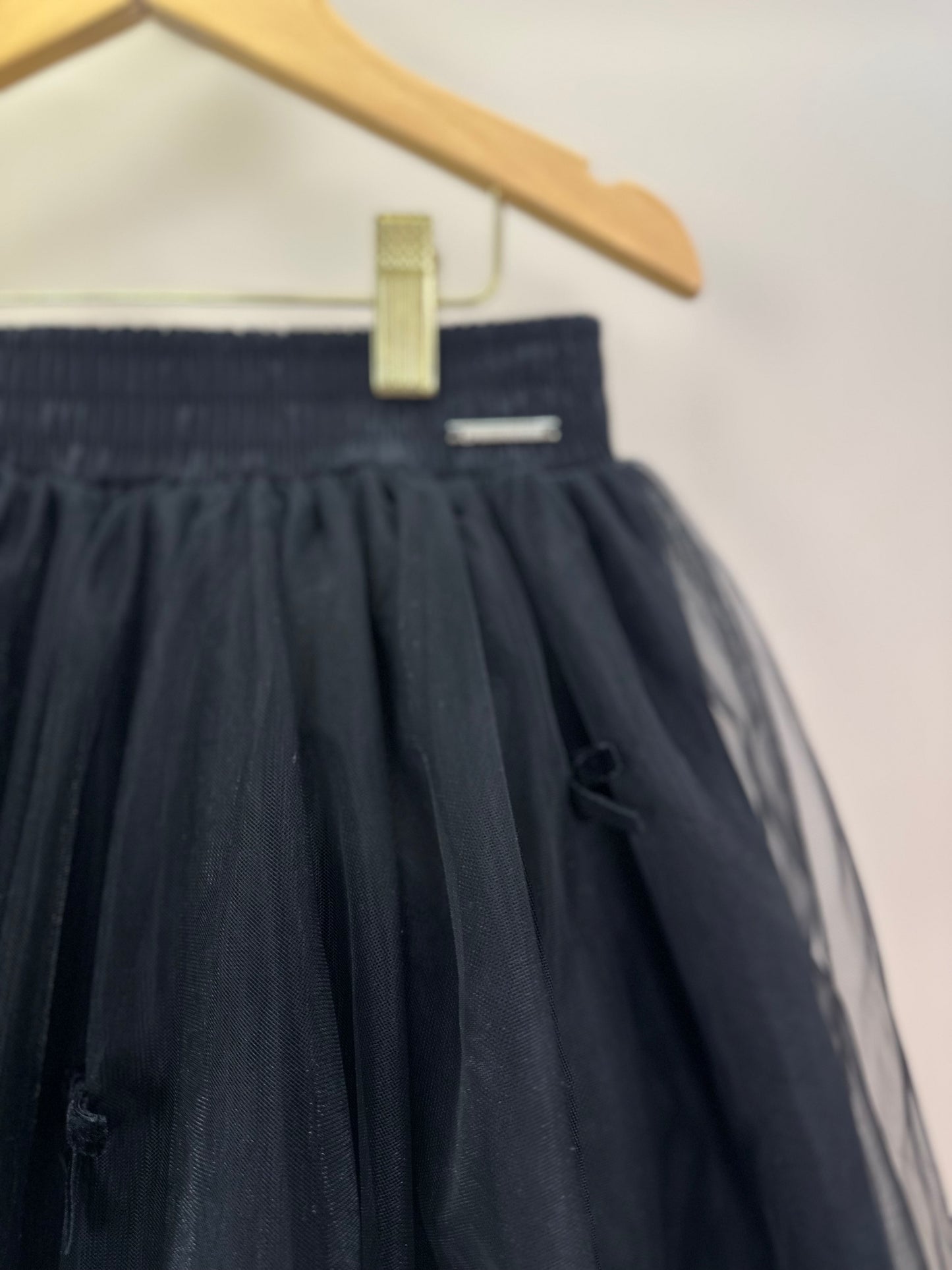 Saia-shorts Infantil Tule Lacinhos Veludo Preta - Pituchinhus