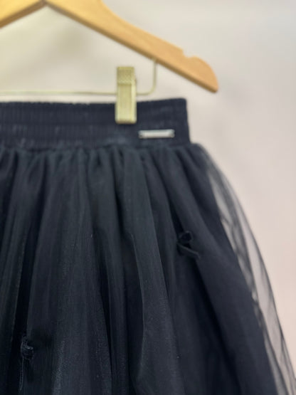 Saia-shorts Infantil Tule Lacinhos Veludo Preta - Pituchinhus