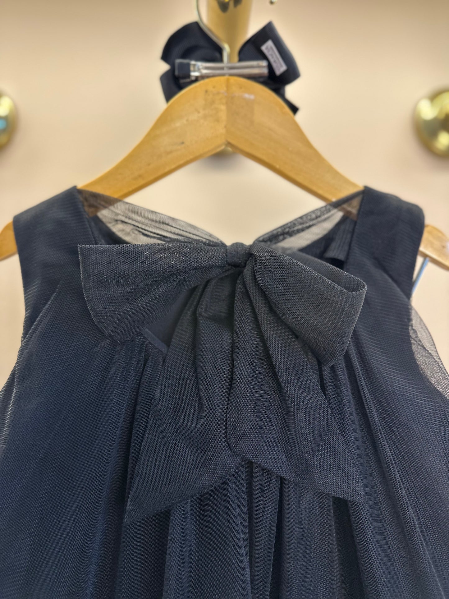 Vestido Infantil Tule Babado Bordado Barra Preto - Animê