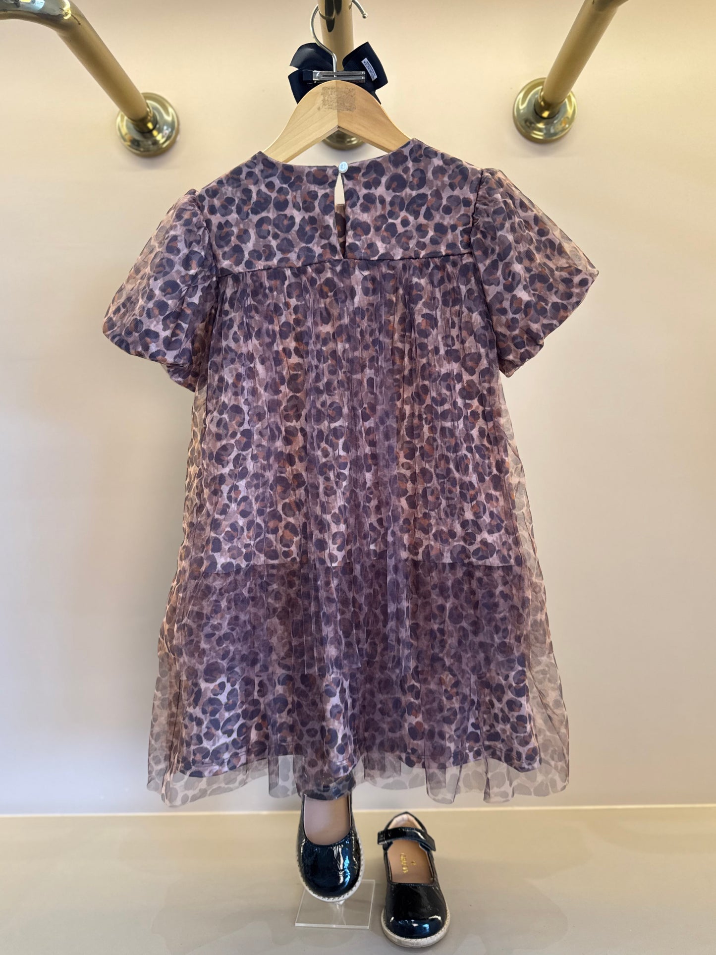 Vestido Infantil Tule Plissado Animal Print - Animê