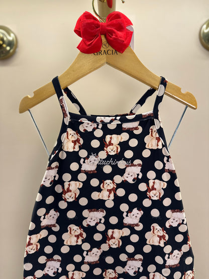 Vestido Infantil Tule Babados Poá Cachorrinhos - Pituchinhus