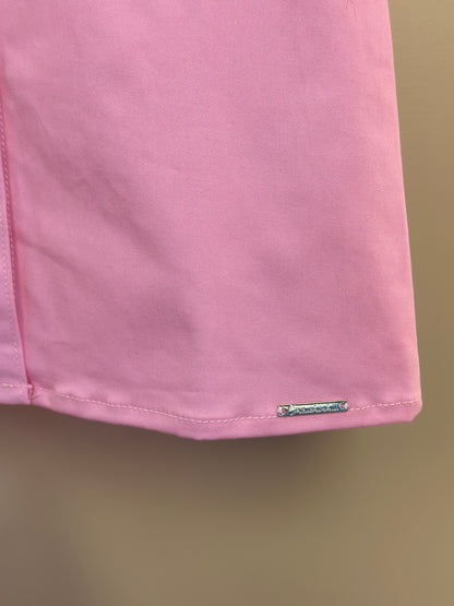 Vestido Infantil Sarja Bolsos Patches Barbie Rosa Romântico - Pituchinhus