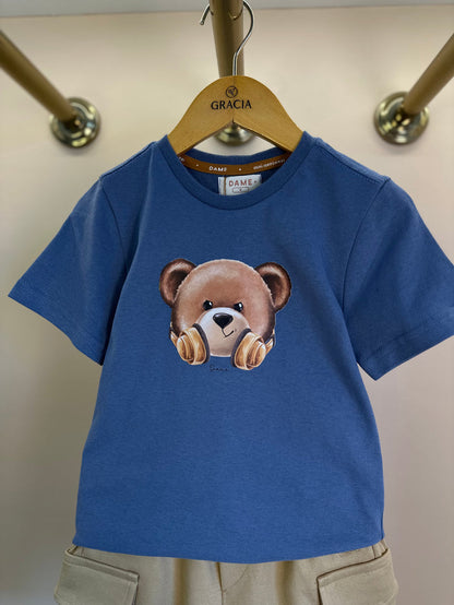 Camiseta Infantil Algodão Teddy Fone Denim - Dame