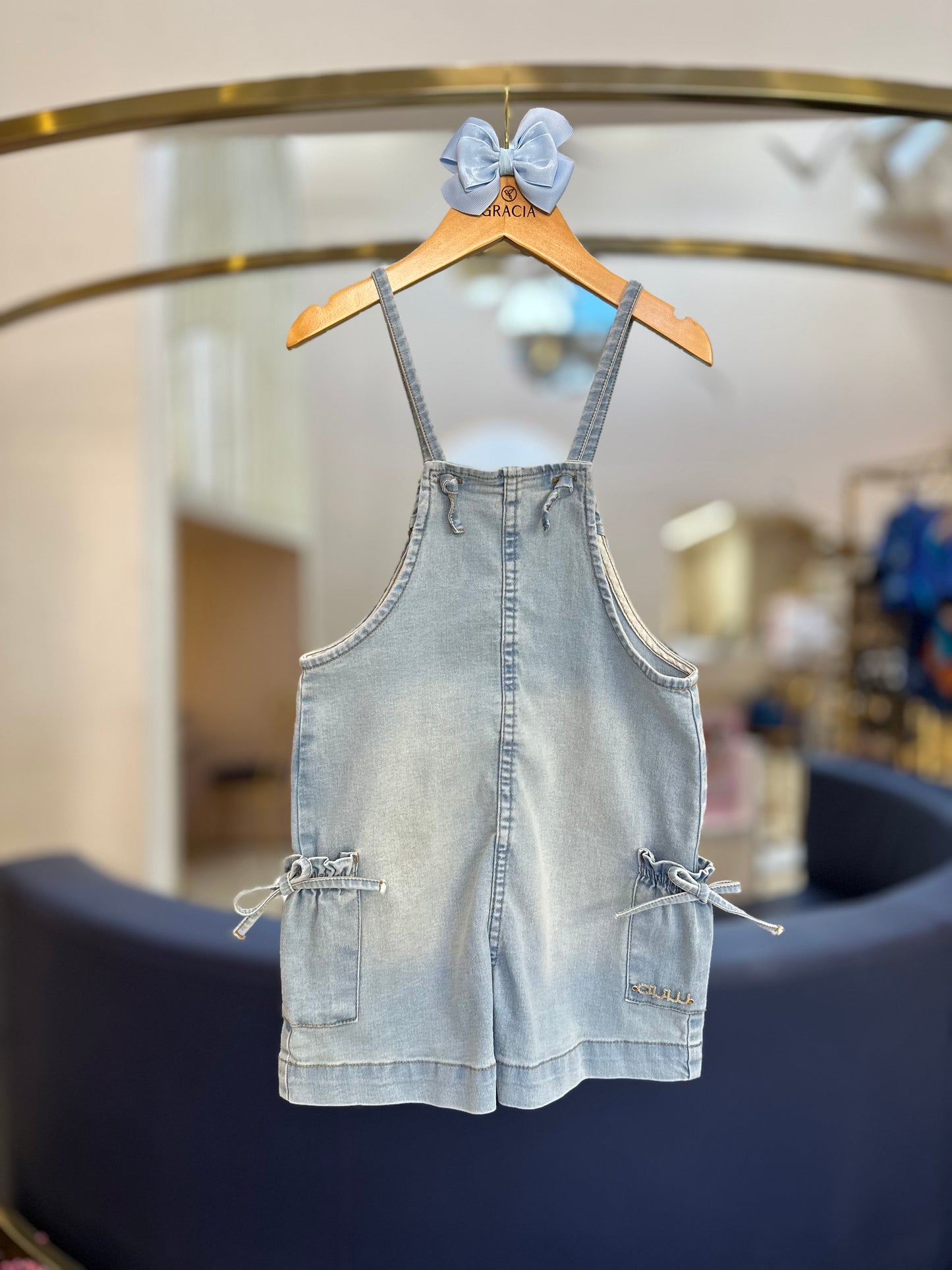 Jardineira Infantil Jeans Claro com Blusa Mangas Frutas - Animê