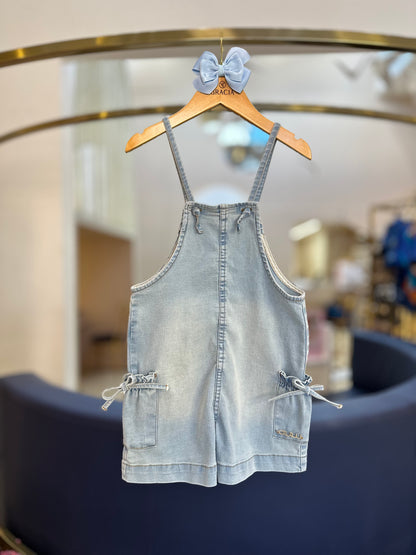 Jardineira Infantil Jeans Claro com Blusa Mangas Frutas - Animê