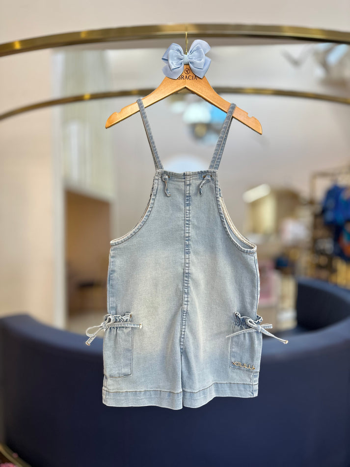 Jardineira Infantil Jeans Claro Amarração - Animê