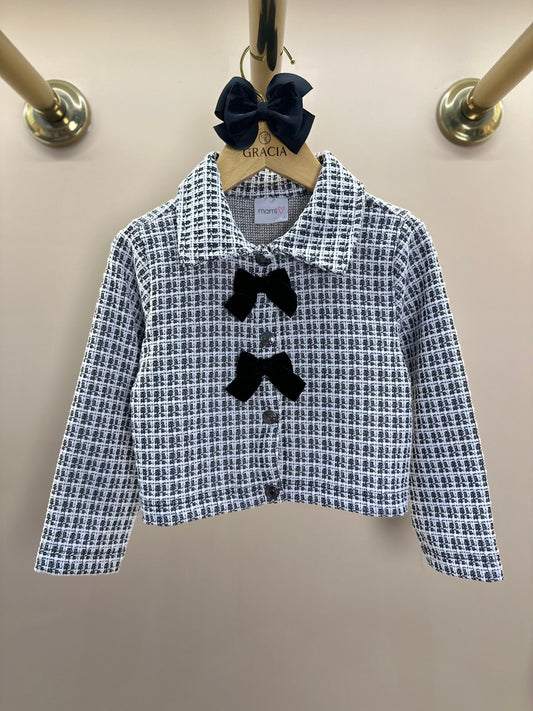 Jaqueta Infantil Laços Tweed Preto - Momi Mini