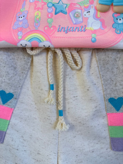Conjunto Infantil Blusa Charms e Shorts Bolsos Corações - Infanti