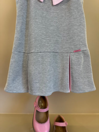Salopete Infantil Pied Poule Laço com Camisa Gola Babadinho Branca  - Gabriela Aquarela