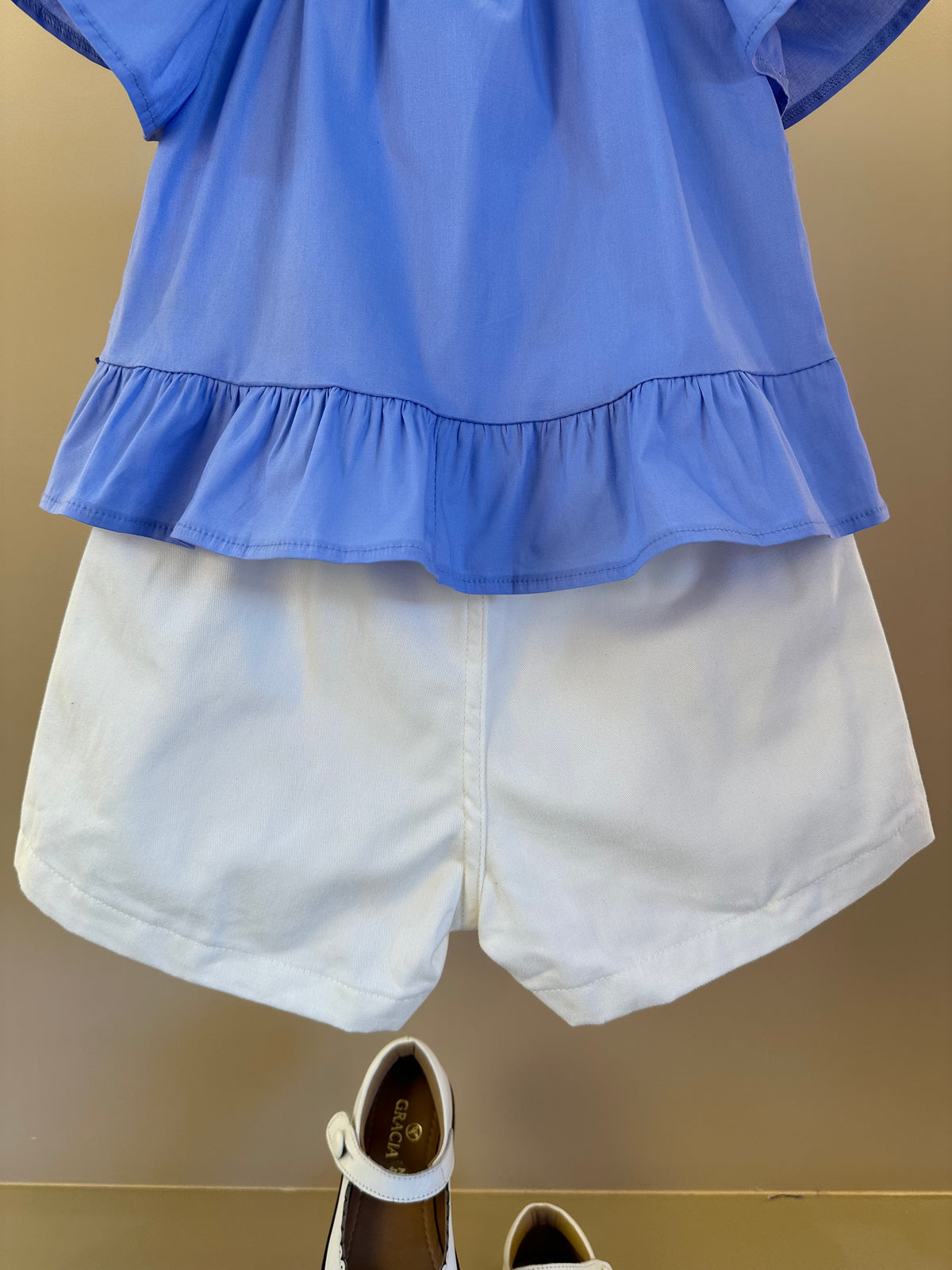 Conjunto Infantil Bata Ombro à Ombro Bordado Floral e Shorts Cós Elástico - Momi